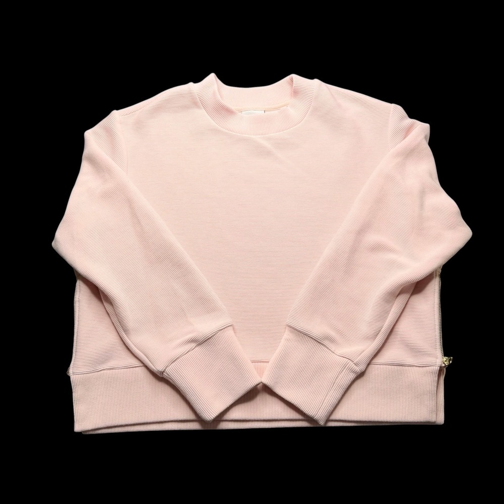Varley Sweatshirt Womens Pink Ribbed Ottoman Side Zip Athleisure S
